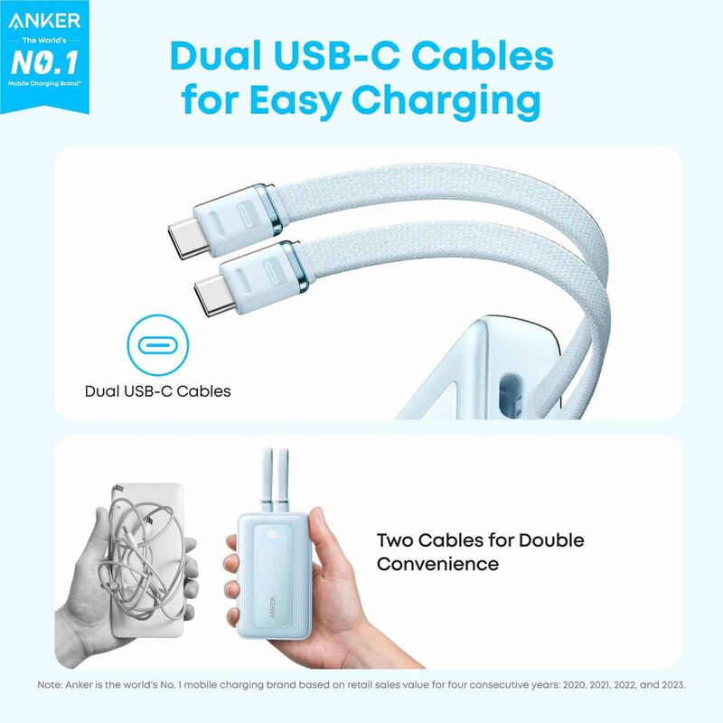 ANKER Zolo Powerbank 10000mah 35w Fast Charging Built-in Dual Usb C - Bl A110LH32-image 2