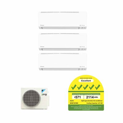 DAIKIN Daikin 7.5kwh Condenser Ismile Eco+ Series System 3 (9000btu X 2, 12000btu X 1) MKM75ZVMG+ CTKM25ZVMG X 2/CTKM35ZVMG