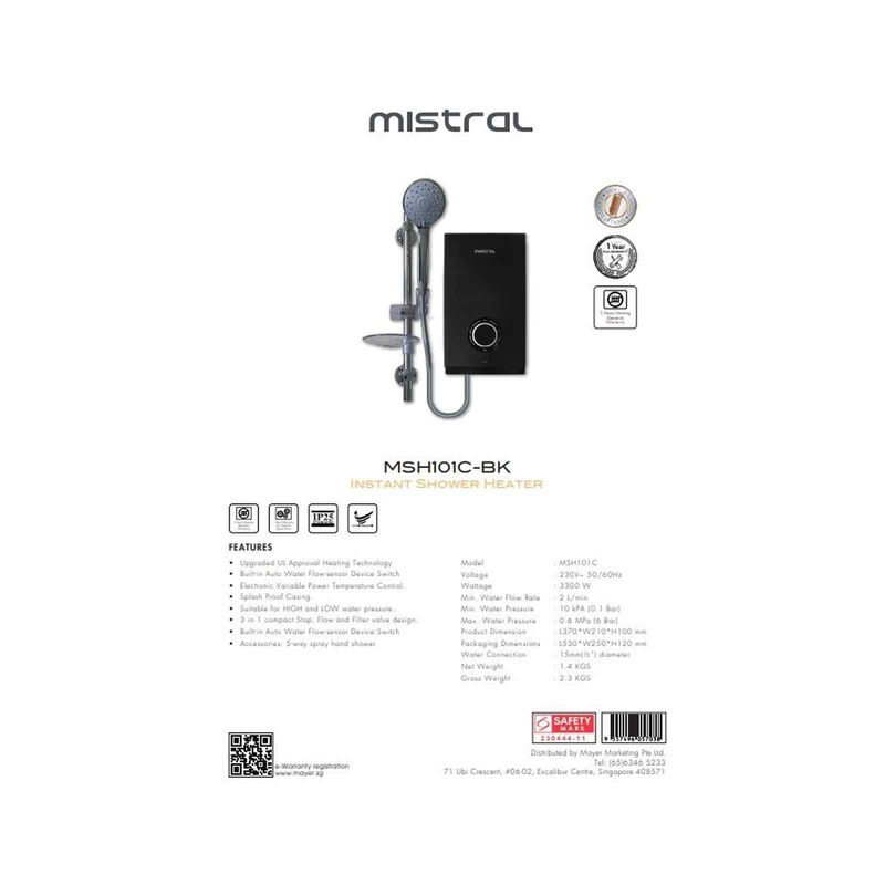 MISTRAL Instant Shower Heater MSH101C-BK-image 2