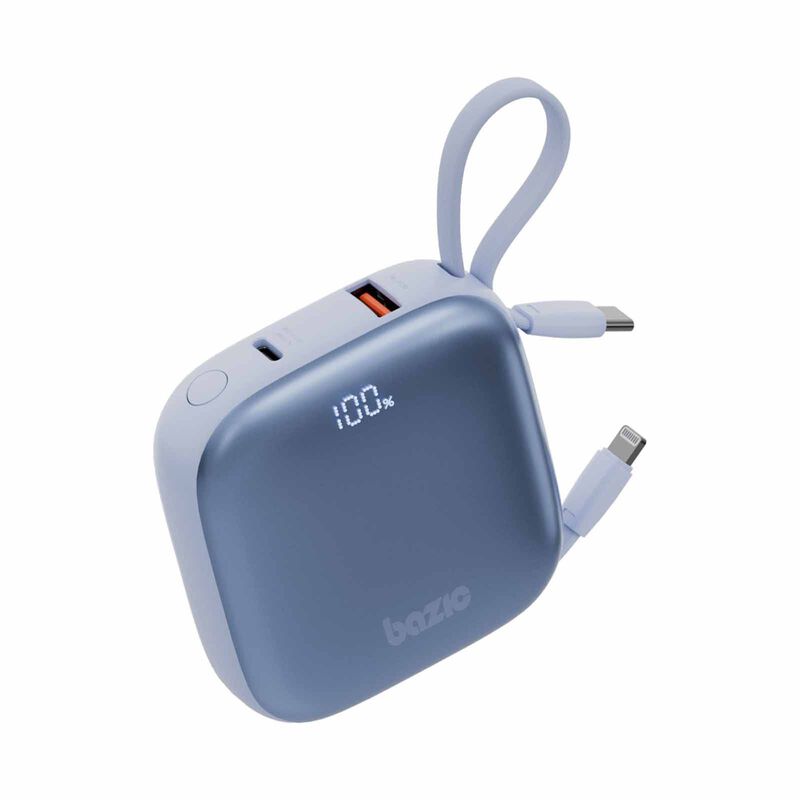 ENERGEA 3 In 1 10000mah Powerbank With Built-in Usb-c And Lightning Cable Bubblegum GPW-FUSN-BLU BAZIC GOPOWER FUSION-image 1