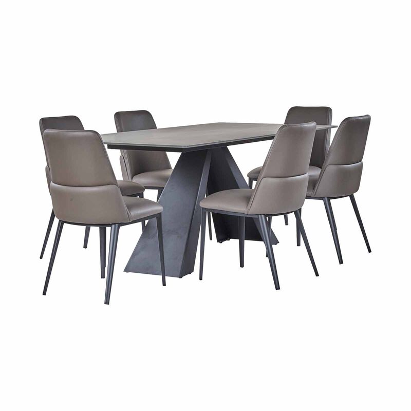 7 Piece Dining Set (beige) HANWELL-image 2