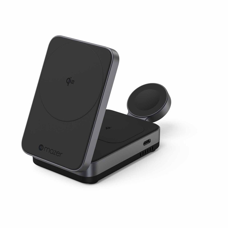 MAZER Qi2 Certified 23w Foldable 3in1 Wireless Charger - Black M-QI2-MAGFOLD05-BK-image 2