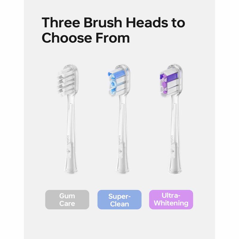 LAIFEN Wave Electric Toothbrush Head 3 Brush Heads Transparent Color (super-clean) WAVE 3 BRUSH HEADS TRANSPARENT COLOR (SUPER-CLEAN)-image 2