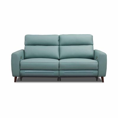 GERBRSI 3rr Seater (hl) Cat A Light Blue Half Leather Sofa NOVA