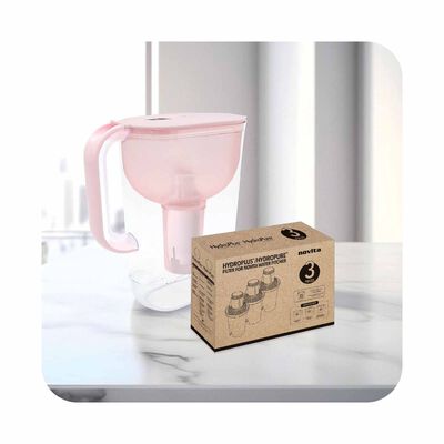 NOVITA Water Pitcher Rosa Pink Hydroplus & Filter Pack NP100P+ BUNDLE