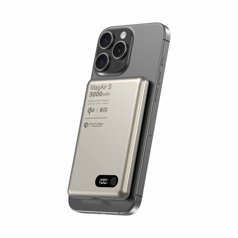 MAZER Qi2 Certified 15w 5000mah Pd20w Ultra Thin Power Bank - Natural Titanium M-MAGAIR29-NT-image 12