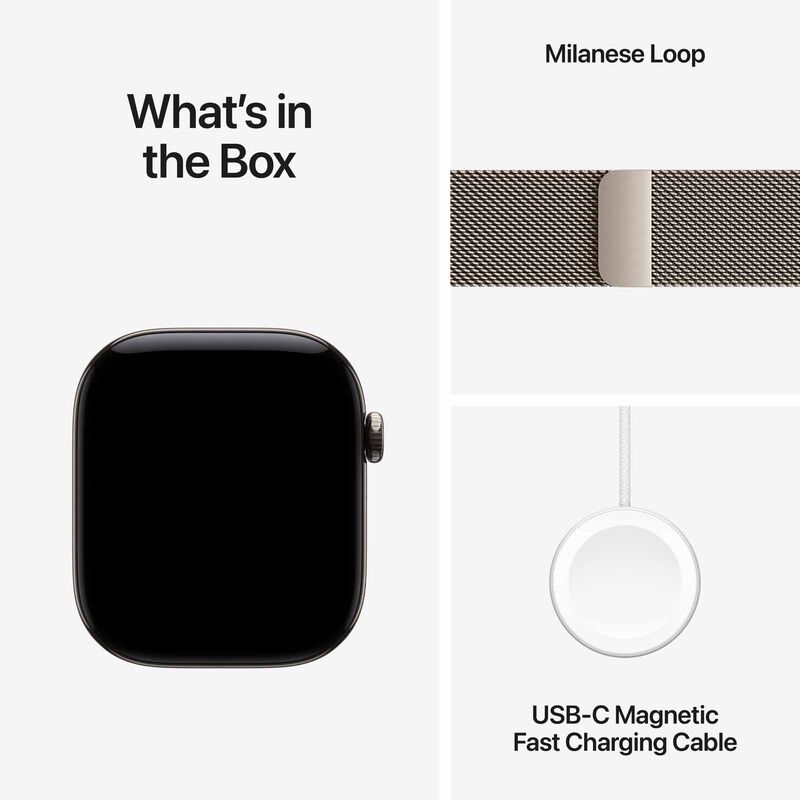 APPLE Watch Series 12 Gps + Cellular 46mm Natural Titanium Case With Natural Milanese Loop - M/l MJGQ4X/A-image 3