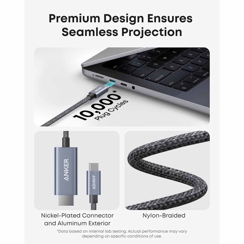 ANKER Usb C To Hdmi 6ft 4k@60hz Ultra Fast Braided Cable A87E0H12-image 4