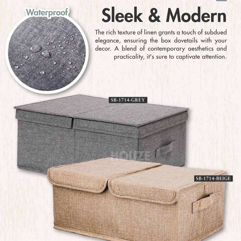 LAVA Storage Box With Double Open Lid (m) - Beige SB-1714-BEIGE-image 2