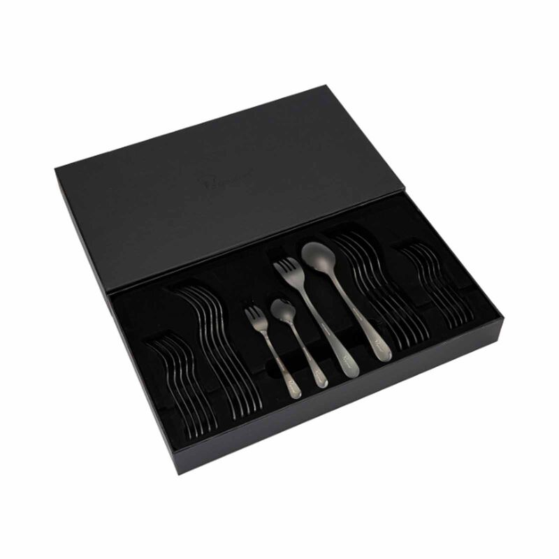 LA GOURMET 24pc Cutlery Set, Milan, Black LGKC396112-image null