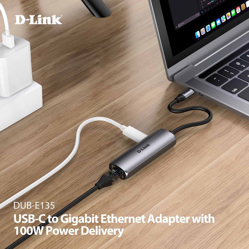 DLINK Usb-c To Gigabit Ethernet Adapter With 100w Power Delivery DUB-E135-image 4