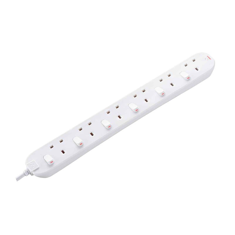 MASTERPLUG 13a 6 Gang Individual Switch (2m) SWC62N-MPA-image null