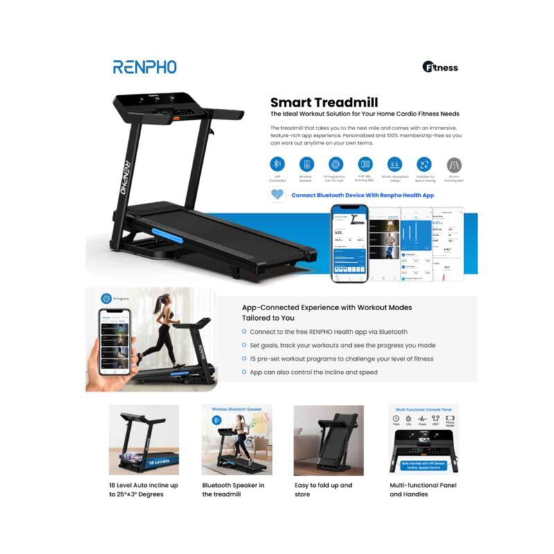 RENPHO Smart Treadmill - Grey R-Q004-BK-image 4