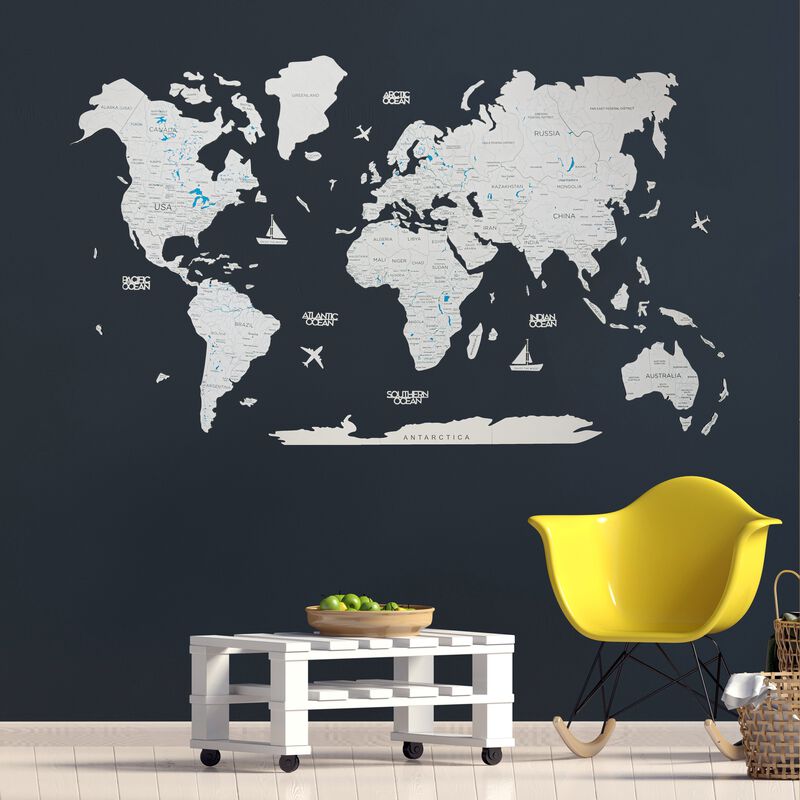 2d Wooden World Map White M ENJOY THE WOOD-image 8