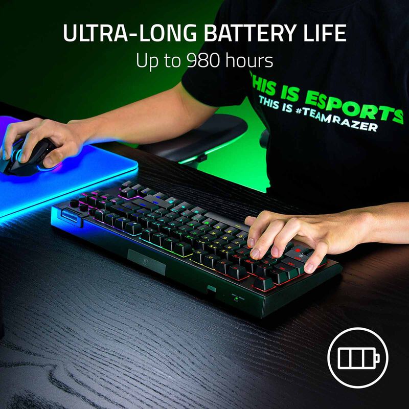 RAZER Blackwidow V4 Tenkeyless Hyperspeed - Hot-swappable Wireless Mechanical Gaming Keyboard (orange Tact RZ03-05480100-R3M1-image 3