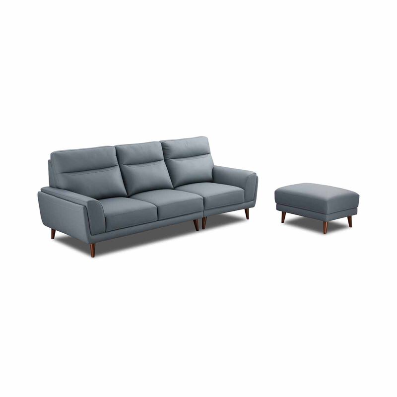 GERBRSI 3 Seater 2.5m+ottoman (hl) Cat A Bluegray Half Leather Sofa HEATHER-image 3
