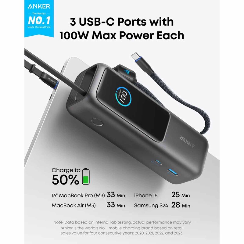 ANKER Powerbank 25k Pd W 2 C Cable 165w Black A1695H11-image 3