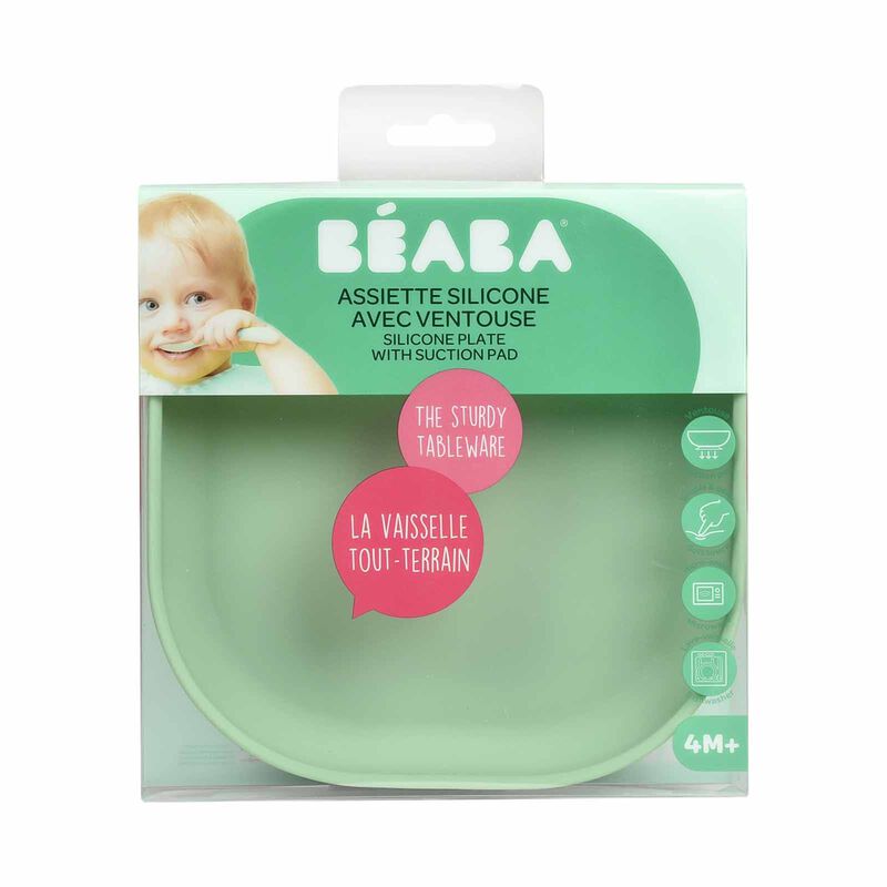 BEABA Suction Plate - Sage Green (online) SILICONE-image 4