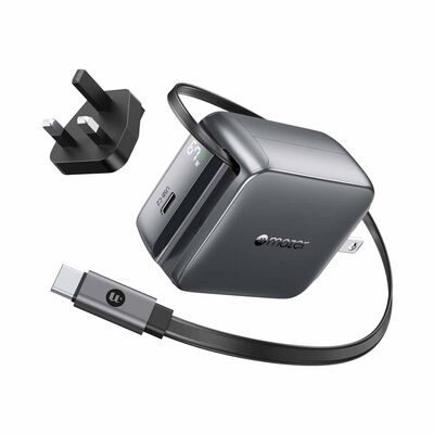 MAZER Prestigegan Pd67w Retracble-c 70cm+1c W Us+uk Travel Charger-blackgrey M-G67W-R6-BG