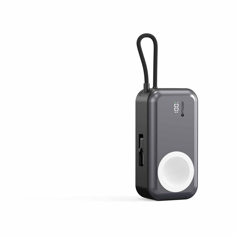 MAZER Pocketmini 5000mah/built-in Cable+apple Watch Charging+stand/pd20w Power Bank - Black M-POCKET5.0W-BK-image 2