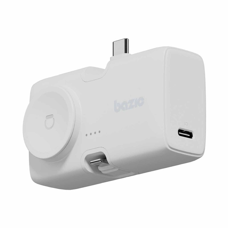 ENERGEA 2 In 1 5000mah Foldable Usb-c/lightning Pin Powerbank With Apple Watch Charger Vanilla GPW-KODA-WHT BAZIC GOPOWER KODA-image 1