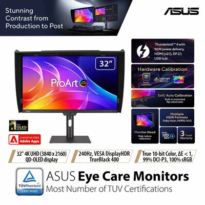 ASUS 31.5in Proart Uhd 240hz Qd-oled Monitor PA32USD
