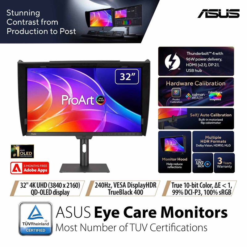 ASUS 31.5in Proart Uhd 240hz Qd-oled Monitor PA32USD-image 1