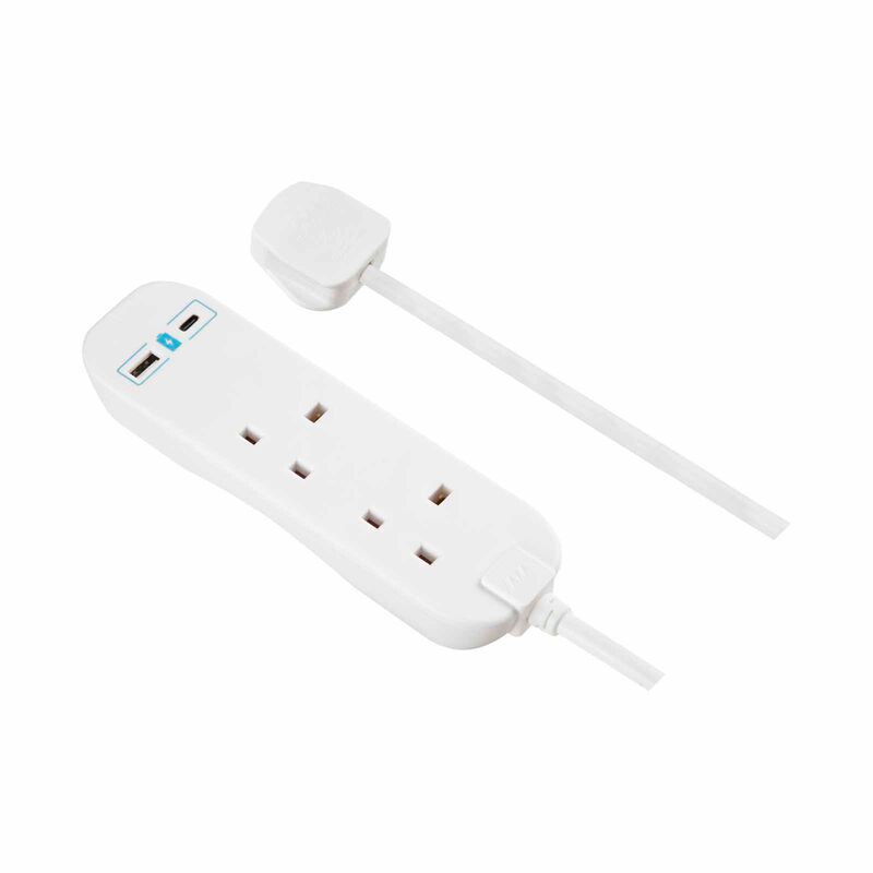 MASTERPLUG 2 Socket 2m Extension Lead W Usb A+c BTGUAC102N-image 6