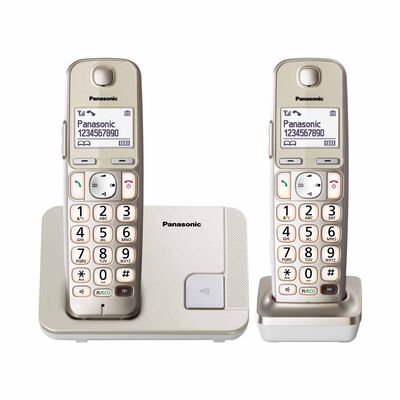 PANASONIC Twin Dect Phone Amber Backlit Display(silver) KX-TGE212CXN