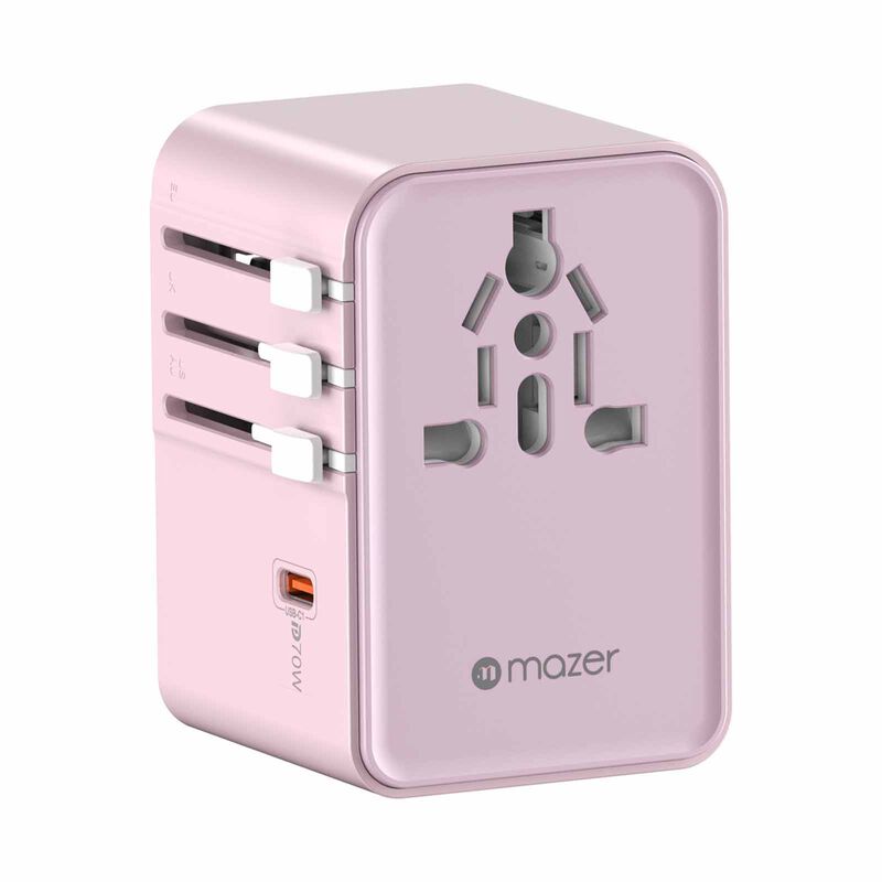 MAZER Infinitetravel Gan Pd70w 3c+2a 100-240v/8a Spare Fuse World Travel Charger-pink M-IFTRAVEL170PD-PK-image 1