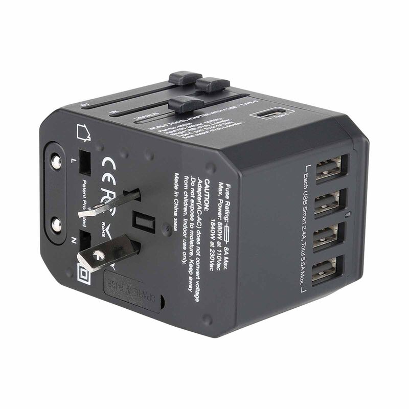 VERBATIM Universal Travel Adapter - 5 Port (1 Type C, 4 Usb) Black VM65686-image 10