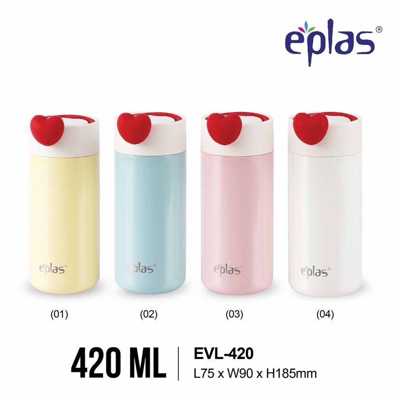 EPLAS Eplas Evl-420 (420ml) Macaron Handy Thermal Bottle W Strainer - Blue EVL-420-image 2