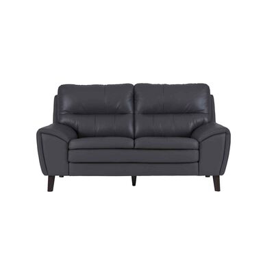 SOLOTTI 2 Seater (hl) Charcoal Half Leather Sofa CARLOTTA