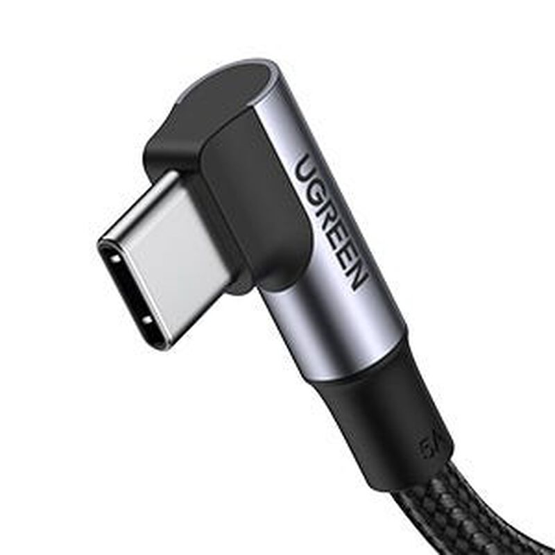 UGREEN Usb-c 2.0 To Angled Usb-c M/m Round Cable Aluminium Shell With Braided 2m (black), 100w & 480mbps 70645-image 5