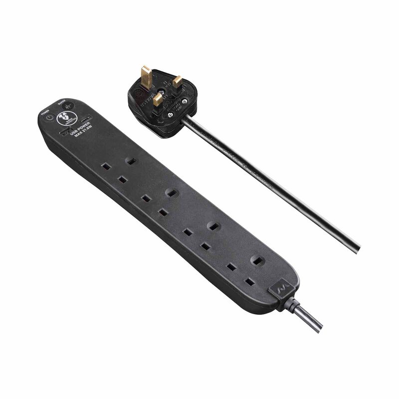 MASTERPLUG Surge Extension Lead 4 Socket, Fast Charge Usb A & C Black SRGUAC2242NB-image 2