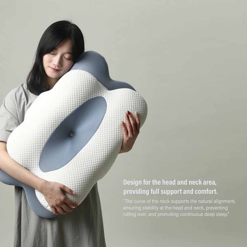 BELLAMI PL Double Comfort Memory Foam Pillow With Cover - White + Purple DOUBLE COMFORT-image 5