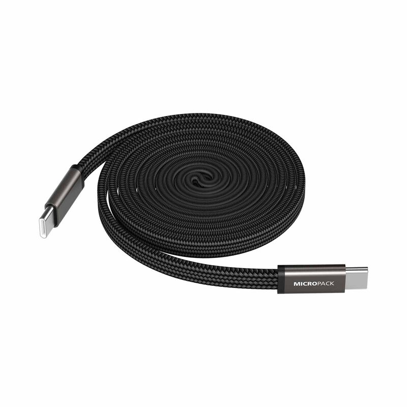 MICROPACK 240w Magneticsoft Braided Usb-c Fast Charging Cable - Black MC-C240M-BK-image 2