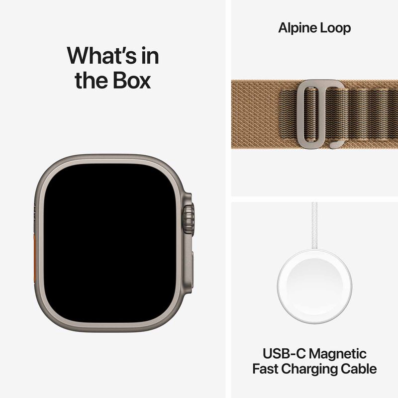 APPLE Watch Ultra 4 Gps + Cellular 49mm Natural Titanium Case With Desert Alpine Loop - S MJAE4X/A-image 3