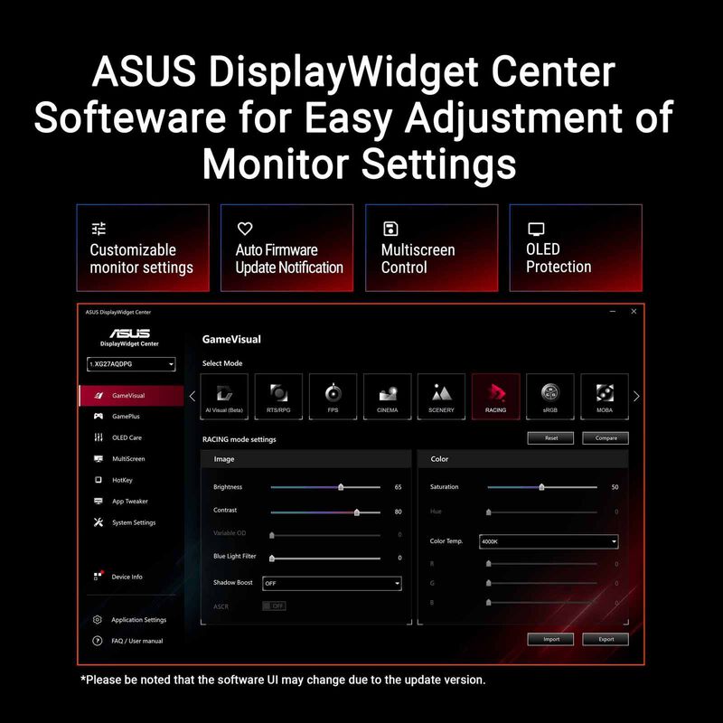 ASUS 26.5in Rog Strix Oled Qhd 500hz Gaming Monitor XG27AQDPG-image 10