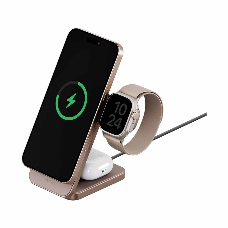 ENERGEA Magtrio Plus, 3in1 Foldable Qi2 Magnetic Fast Wireless Charger - Gold MAG-TRIOPLUS-GLD-image 4