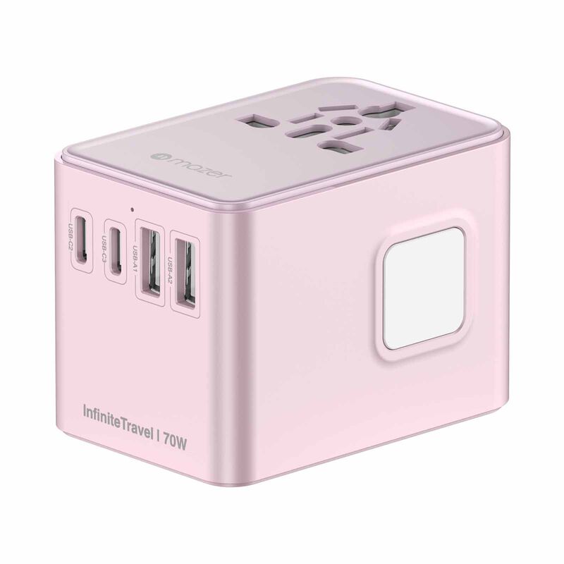MAZER Infinitetravel Gan Pd70w 3c+2a 100-240v/8a Spare Fuse World Travel Charger-pink M-IFTRAVEL170PD-PK-image 4