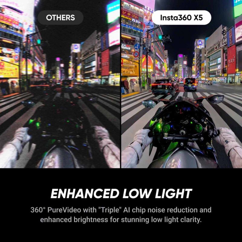 INSTA360 X5 Motorcyle Bundle (x5 Standard Bundle, Motocycle Kit, 128gb, X5 All-weather Usb Charging Cover) X502-image 8