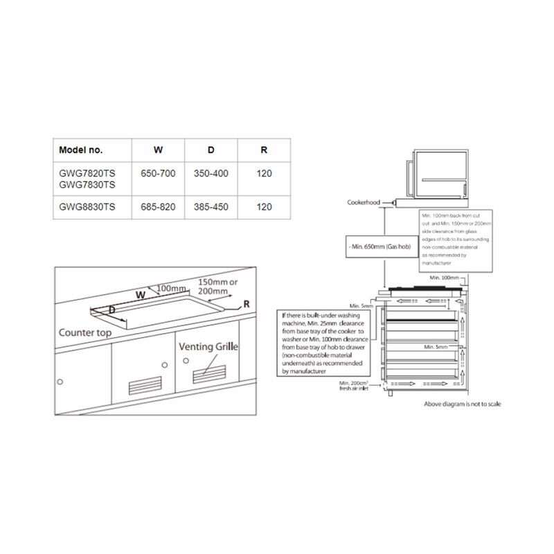 WHIRLPOOL 88cm 3 Burners Built-in Lpg Gas Hob Tempered Glass Surface (exclude Installation) GWG8830LS-image 5