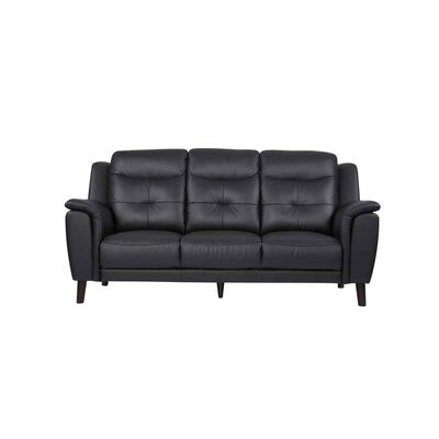 SOLOTTI 3 Seater (hl) Black Half Leather Sofa LIVIA