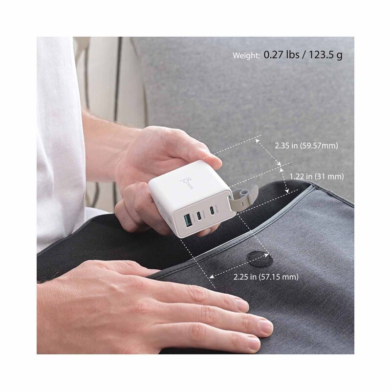 J5CREATE 65w Gan Usb-c 3-port Traveler Charger With Changeable Ac Plugs And Usb-c Cable JUP3565CV-image 6