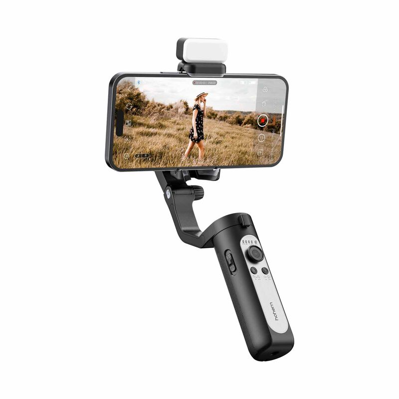 HOHEM Isteady Xe 3-axis Smartphone Gimbal W/ Magnetic Fill Light - Black HT-ISTEADY XE KIT BK-image 4
