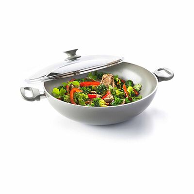 GREENPAN Greenpan Cambridge 36cm Wok With Lid, Quartz Grey [pfas Free] GPCQ640462