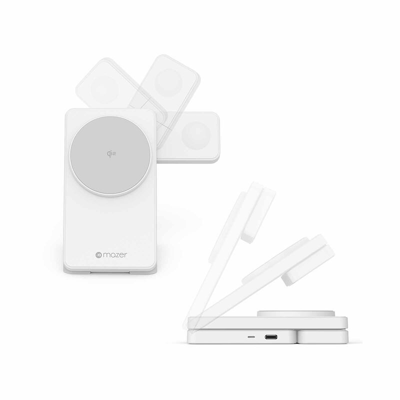 MAZER Qi2 Foldable 3in1 Total 25w Wireless Charging Stand-white M-QI2-MAGFOLD06-WH-image 3