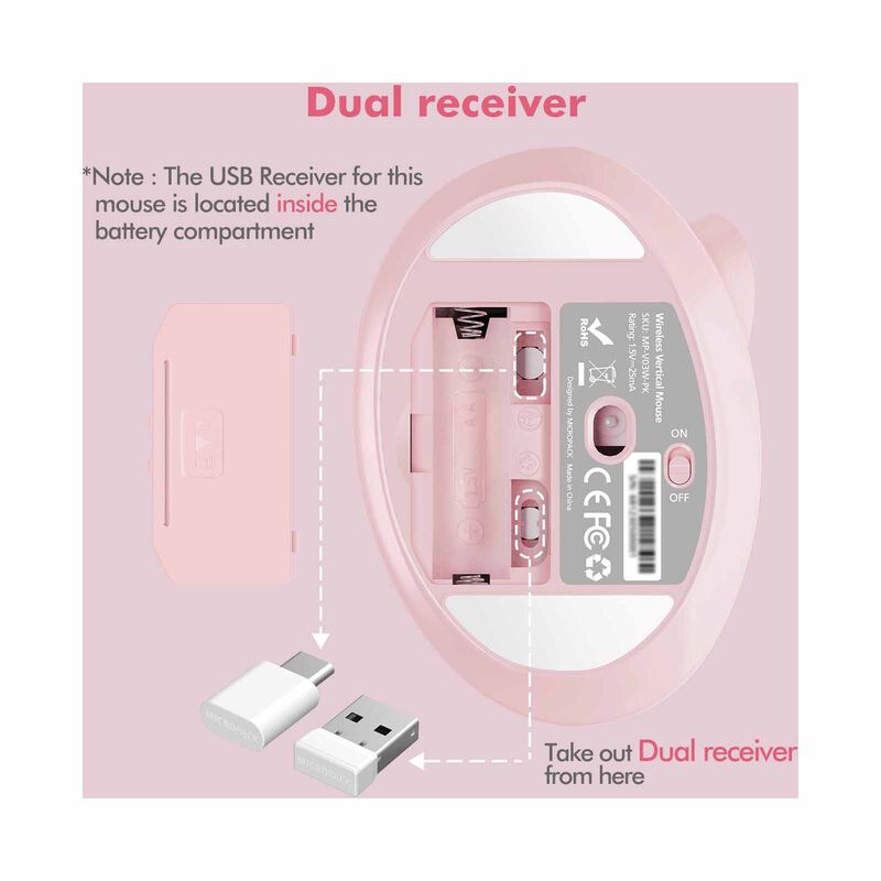 MICROPACK Ergo Life Rf 2.4g Wireless Ergo Mouse - Pink MP-V03W-PK-image 6