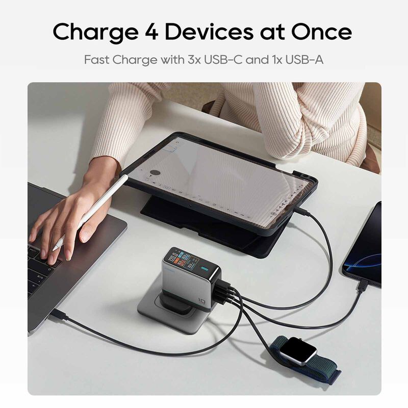 CUKTECH Charger No 10 Ultra Pd 120w Display W Cable - Silver AD1204UK-image 4